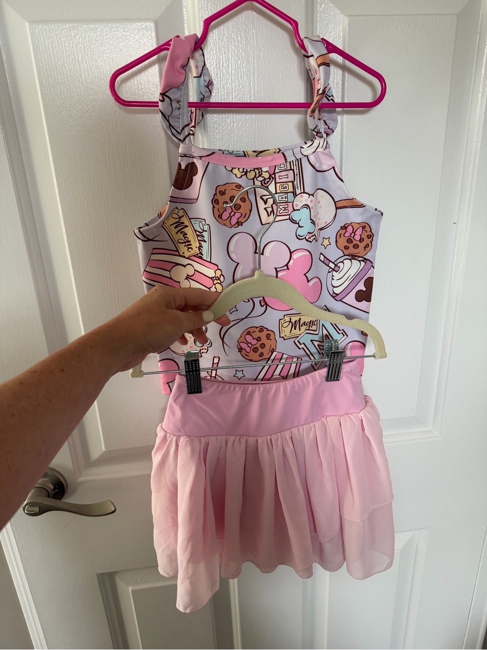 Made by Molly Disney Girls Pink Printed Tank Leotard with Chiffon Skirt